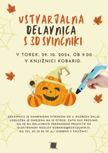 Delavnica s 3d svinčniki Kobarid plakat.