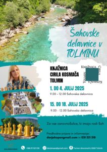 Plakat z datumi šahovskih delavnic v Knjižnici Tolmin